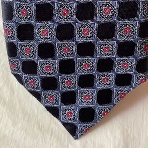 CANALI Tie Black Purple Red Silk Micro-Patterned